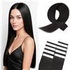 MY-LADY Extension Capelli Veri Biadesivo 10pz Nero naturale 30 cm Extension Biadesive Capelli Veri Umani Lisci 100% Remy Skin Weft Tape In Hair Extensions Invisibile Corti (15g, 1.5g/pz, #1B)
