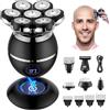 ETENTOUS Rasoio Testa Calva Uomo -7D Rasoio Elettrico Barba - 6 in 1 Rasoio Capelli uomo a Zero Testa Impermeabile IPX7 Rasoio Elettrico Corpo-Uomo con Display LED/9 Kit di Bellezza