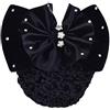 VASANA Fermaglio per capelli da donna, professionale, con fiocco, decorazione con strass, accessorio per capelli per infermiere, banche, operai, hostess, stile rapido (nero)