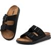 JOMIX Ciabatte Uomo Estive Sandali Eleganti Comodi con Plantare Sughero Ergonomico Morbido Pantofole Pelle Look Casual con Doppia Fibbia Regolabile MCX250345 Blu 42