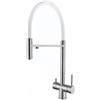 XJTNLB Miscelatore Cucina 3 Vie Acciaio Inox Spazzolato+Bianco Rubinetto Tre Vie con Doccetta Estraibile Miscelatore Cucina con Doccetta Estraibile