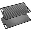 Velaze Bistecchiera in Ghisa con Maniglie, Reversibile, Antiaderente, Grill Piastra con Doppia Faccia, Adatta a Tutti Piani Cottura, Induzione e Forno - Nero (46x26x3cm)