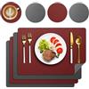 Delento Set di 4 tovagliette lavabili, effetto pelle, lavabili, con sottobicchieri, per cucina, casa, ristorante, 43 x 30 cm (rosso)