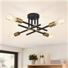 MRHYSWD Plafoniera Nero E Oro, Lampada Da Soffitto Vintage per Soggiorno Camera Da Letto Cucina Corridoio, Lampadario Industriale a 4 Luci Plafoniera Moderna con Attacco E27 (Senza Lampadine)