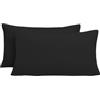 Poligino Federe Cuscini Letto Matrimoniale 50x90cm 2 PCS, Federe per Cuscini con Invisibile Cerniera in Premium Microfibra, Copri Cuscino Letto Anallergico e Traspirante, Nero