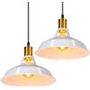 TOKIUS Lampada a Sospensione Industriale Vintage Lampadario Plafoniera E27 in Metallo Ø27cm Lampada da soffitto Retro Interni Per Cucina Camera da letto Sala Da Pranzo (Bianco, 2 pezzi)