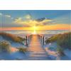 NEWENMO 5D Sunset Sea View Diamond Painting Kit Adulti,Marciapiede in Legno Pittura Diamante Set,DIY Fiore Diamond Art Kit Completo,Adatto per Adulti Principianti la Decorazione Domestica,30x40cm