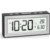 YouJabz Sveglia digitale con display a LED, sveglia da comodino a batteria con luce notturna, 5 programmi di allarme, snooze, regolazione automatica della luminosità, calendario, 12/24H, °F/°C