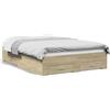 Azzrora Struttura Letto con Cassetti, Letto con Cassetti, Letto Contenitore, Telaio Letto Matrimoniale, Letto Singolo, Struttura Letto, Giroletto, Rovere Sonoma 120x200 cm Legno Multistrato