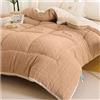 ZTGL Trapunta Invernale, Piumino/Piumone, Coperta in Pile Matrimoniale, Coperta di Peluche Soffice e Morbida, Coperte Pelosa in Microfibra Addensare, Caldo e Leggero,Cachi,220x240cm(5kg)
