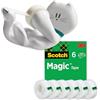 Scotch Magic Tape Dispenser Ricaricabile Gadget Gatto con 1 Rotolo Magic Tape Incluso - Cancelleria Kawaii + Scotch Nastro adesivo Magic - 6 Rotoli da 19 mm x 33 m