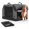 Petsfit Trasportino per Cani Auto, Kennel Cane medio Auto Design Inclinato Adatto per Il Sedile Posteriore e Il Bagagliaio, Gabbia per Cani da Auto, con Telaio in Tubo di Acciaio