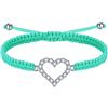 J.Endéar Bracciale Intrecciato Fatto a Mano Cuore Argento 925 Cubic Zirconia Filigrana Bracciale Corda Regalo d'Amore per Donne Ragazze, Verde