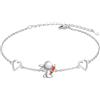 Flyow Bracciali in argento Sterling S925 con tartaruga/rana/coniglio e cuore per donne, adolescenti e ragazze, bracciale animale regolabile, gioielli, 6.5+2 inches, Argento sterling, Non pietra preziosa