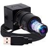 ELP Webcam grandangolare ELP Aptina MI5100, con obiettivo dalla messa a fuoco variabile (da 2,8 a 12 mm), USB 2.0, plug & play, da 1944P, per computer, mini-fotocamera per Windows, Linux, Android, USB500W05G-SFV