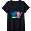 Disney Donna Disney Stitch and Angel Forever Maglietta con Collo a V