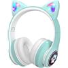 CENMEN Cuffie per bambini con microfono/luce LED RGB, cuffie Bluetooth per bambini tablet/scuola/smartphone-verde