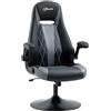 Vinsetto Sedia da gaming ergonomica con base rotonda in metallo girevole a 360°, altezza regolabile poggiatesta braccioli sollevabili in PVC grigio nero