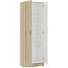 Bricozone Armadio Multiuso Con Due Ante E Otto Ripiani Regolabili In Legno Laminato Salvaspazio Per Camera Da Letto Ufficio Ingresso Bagno Colore Bianco Moderna Linea Essenziale