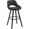 WOLTU Sgabello da Cucina, Sgabello da Bar per Colazione Alto con Poggiapiedi e Schienale, Sedile in Tessuto Tecnico+Gambe in Legno, Antracite, BH291an-1