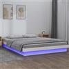 INLIFE Letto in legno massello con LED, bianco, 120 x 190 cm, 4 m, Small Double, bianco, 22 kg