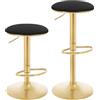 WOLTU Sgabelli da Cucina Set di 2 Girevoli a 360°, Sgabelli Bar Regolabili in Altezza da 60 a 80,5 cm, con Seduta in Velluto per Sala da Pranzo, Soggiorno, Bar, Nero, BH302sz-2