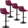 WOLTU Set di 4 Sgabelli da Bar per Casa Moderni Sgabelli Cucina Girevoli con Poggiapiedi, in Velluto Bordeaux, BH273bd-4