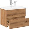 Gecheer Mobile da Bagno,Sospeso,Pensile,a Muro,Moderno,senza Rubinetto e Scarico,con Lavabo Lavandino Integrato,in Legno Multistrato,Rovere Artigianale 60x38,5x45 cm