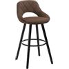 WOLTU Sgabello da Cucina/Bar per Colazione, Sgabello Alto con Poggiapiedi e Schienale, Sedile in Tessuto Tecnico+Gambe in Legno, Marrone Scuro, BH291dbr-1