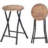ZZINOKE Set Di 2 Sgabello Pieghevole,Sgabello Cucina, Nessun Montaggio Richiesto,Sgabello Pieghevole Portatile,30×30×46 cm, Adatto per Cucina,Bistrot,Giardino e Esterni (Marrone Vintage e Nero)