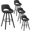 WOLTU Sgabelli da Cucina Set di 4, Sgabello da Bar per Colazione, Sgabelli Alti con Poggiapiedi e Schienale, Sedile in Tessuto Tecnico+Gambe in Legno, Antracite, BH291an-4