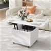 VOWNER Tavolino da Salotto Regolabile in Altezza, Tavolo da Salotto Multifunzionale 3 in 1, Tavolino da Salotto Convertibile in Tavolo da Pranzo da Salotto,120 x 60 x 68 cm (Bianco)