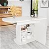 BXEYXE Tavolo da pranzo ovale allungabile, lunghezza 110/130 x larghezza 70 x altezza 75 cm, tavolo da pranzo con spazio di archiviazione, tavolo da pranzo moderno minimalista, salvaspazio,