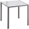 HOMCOM Tavolo Moderno Quadrato per Cucina e Soggiorno, Struttura in Metallo e Piano in Vetro Temperato, 75x75x75cm, Grigio