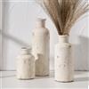 SIDUCAL Set di 3 vasi rustici in ceramica di terracotta sbiancata a calce, per decorazione della casa, soggiorno, mensola, caminetto (bianco rustico)