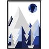 Artze Wall Art Poster geometrico in poliforesta, 30 cm di larghezza x 40 cm di altezza, blu navy/grigio
