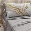 PETTI Artigiani Italiani - Lenzuola Matrimoniali Cotone con Federe in Stampa Digitale, Lenzuolo Completo Letto Matrimoniale Fantasia Marmo Bianco Grigio Chiaro, 100% Made in Italy