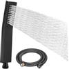 BDHYYM Soffione doccia a risparmio d'acqua, quadrato, nero, con tubo da 1,5 m, 44 ugelli anti-intasamento, adatto per bagni, WC