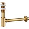 KINKIBOS Sifone a Bottiglia in Ottone senza Troppopieno, Set Sifone Scarico Lavabo in Ottone G1 1/4 ad Altezza Regolabile Sifone a P Trappole Anti-Odore Idrauliche Scarico Pop-up, Ottone Anticato