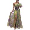 MANYMANY Donne Sexy Una Spalla 3D Fiore Tulle Abiti da Prom Spaccato Abito da Sera Formale Lungo Partito Abiti da Ballo per Donna