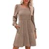 JokeLomple Donna Abito da Sera Midi - Sexy Tubino Bodycon Midi Vestito Aderente Abiti da Cerimonia Vestito Corto Scollo a V Quadrato Orlo a Volant Abito Abito Elegante Donna Sera Cocktail Party Tubino
