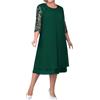 MaNMaNing Vestiti Donna Eleganti Abiti da Donna Taglie Grandi Abito da Donna Elegante con Ricamo Floreale Estivo con Maniche a 3/4 Abito da Cocktail Festivo per Matrimonio (Green, XXXL)