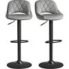 SONGMICS Sgabello da Bar, Set di 2 Sedie da Cucina, Sedia da Bar con Superficie in Velluto e Poggiapiedi, Struttura in Metallo, Altezza Regolabile e Girevole, Grigio Scuro LJB072G01