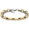 Armani Exchange Bracciale Uomo. Gioiello in Acciaio Inossidabile di Colore Oro con Finitura Opaca di Colore Argento. Misure: Lunghezza 195mm + 20mm, Larghezza 11.5mm. La referenza è AXG0162710