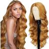 Hxxcoup Body Wave Human Hair Wig 5x5 Lace Front Parrucca Donna Capelli Veri Umani Wear and Go Glueless Wig #27 Blonde Pre Plucked Hairline with Baby Hair for Woman No Smell 12 Pollici