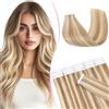 MY-LADY Extension Capelli Veri Biadesivo 20pz 30 cm 30g Marrone dorato&biondo Extension Biadesive Capelli Veri Umani Lisci 100% Remy Tape In Hair Extensions Invisibile #12P613