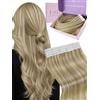 Fshine Extension Capelli Veri Biadesivo Biondo Chiaro Con Riflessi 22 Extension Biadesive Capelli Veri Lisci 30 cm 30 g 20 pcs Tape Invisibili Biadesive Remy Adesive Umani Festa Colore 16P22