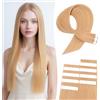 MY-LADY Extension Capelli Veri Biadesivo 10pz Biondo naturale 40 cm Extension Biadesive Capelli Veri Umani Lisci 100% Remy Skin Weft Tape In Hair Extensions Invisibile Corti (15g, 1.5g/pz, #24)