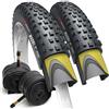 Fincci Bici Copertoni MTB 29 x 2.25 - Set di Nero Pneumatici Pieghevoli 29 con Protezione Antiforatura 1 mm e 2 Camere d'aria Schrader 57-622 - Imballaggio Gomme 29 per Gravel & Mountain & E bike