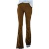YMING Donne Corduroy Flare Pants Solid Color Elastic Waist Casual High Waist Pants Marrone S